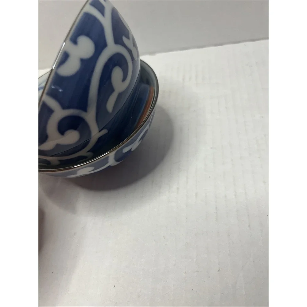 pair of Chinese Blue & White Porcelain Rice Bowls